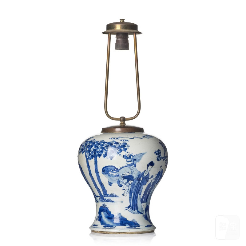 A blue and white 'boys at play' vase,